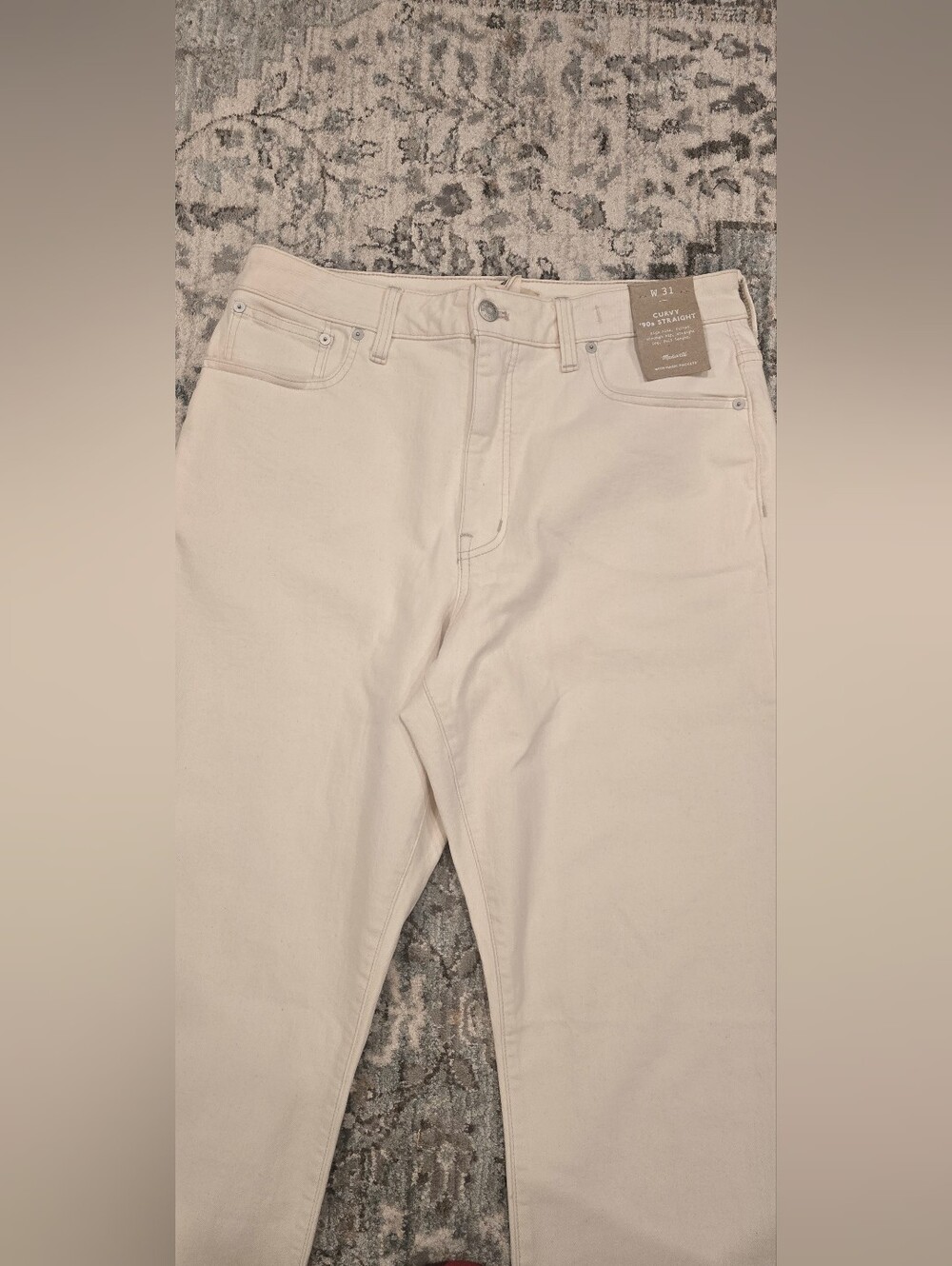 Madewell 90s Straight High Rise Jeans Cream W 31 Brand New With Tags